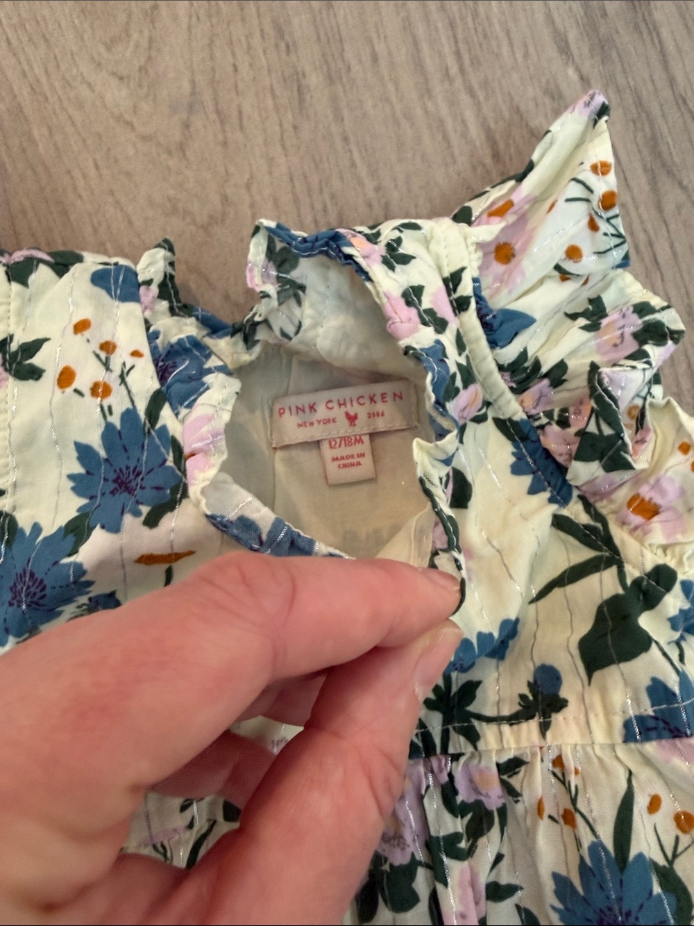 Pink Chicken Jennifer Jumper/Romper with Blue Floral Melon Print - Picture 4 of 5